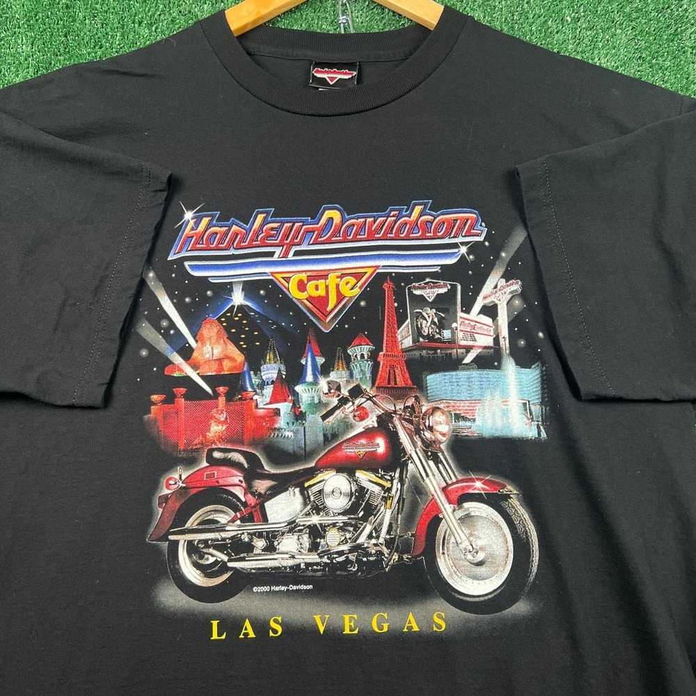 VTG Harley-Davidson Cafe T-Shirt Mens XL Las Vegas NV Motorcycle Graphic 90s